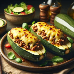Calabacines rellenos keto con carne jugosa