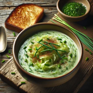 Crema de col y nuez moscada keto, cremosa y ligera