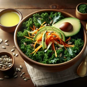 Ensalada de col rizada keto, crujiente y nutritiva
