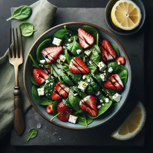 Ensalada de espinacas y fresas keto, fresca y deliciosa