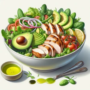 Ensalada de pollo y aguacate keto, fresca y saludable