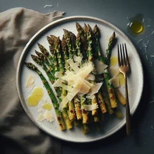 Espárragos al horno keto con parmesano crujiente
