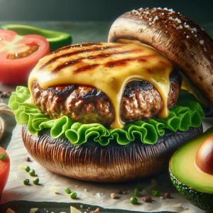 Hamburguesa de portobello keto, sin pan y deliciosa