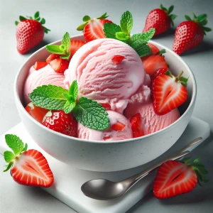 Helado de fresa keto, cremoso y sin azúcar