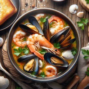 Sopa de mariscos keto, deliciosa y baja en carbohidratos