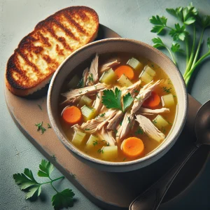Sopa de pollo keto, reconfortante y baja en carbohidratos
