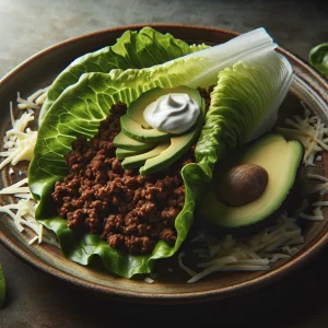 Tacos de lechuga keto con carne jugosa