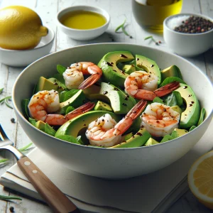 Ensalada de aguacate y gambas keto, fresca y deliciosa