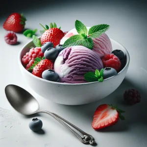 Helado de frutos rojos keto, cremoso y sin azúcar