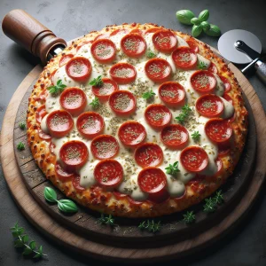 Pizza de pepperoni keto, crujiente y deliciosa