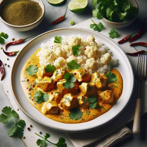 Pollo al curry con coco keto, cremoso y sabroso