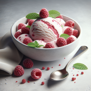 Helado de frambuesa keto, cremoso y sin azúcar