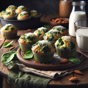 Muffins de queso y espinacas keto, esponjosos y sin gluten