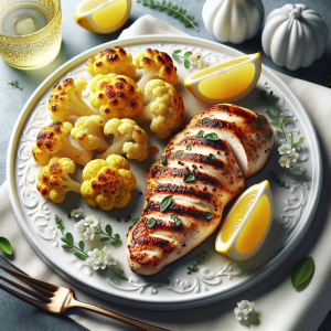 Pollo al limón con coliflor keto, jugoso y saludable