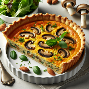 Quiche de champiñones y queso keto, sin gluten