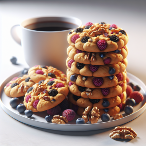 Galletas de frutas rojas y nuez keto, crujientes y deliciosas