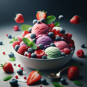 Helado de frutas rojas y coco keto, cremoso y sin azúcar
