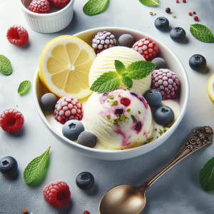Helado de limón y frutas rojas keto, cremoso y sin azúcar