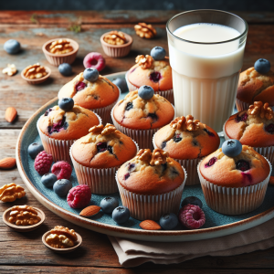 Muffins de nuez y frutas rojas keto, esponjosos y saludables