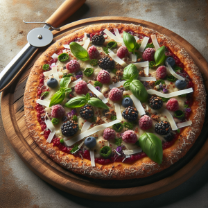 Pizza de coco y frutas rojas keto, crujiente y deliciosa