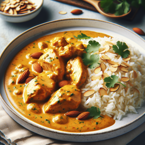 Pollo al curry con almendra keto, sabroso y bajo en carbohidratos