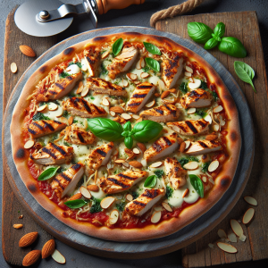 Pizza de pollo y almendra keto, crujiente y deliciosa