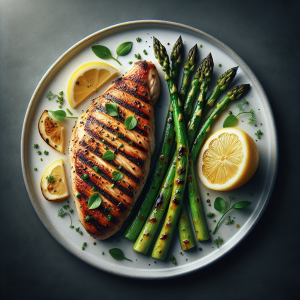 Pollo con salsa de limón y espárragos keto, jugoso y saludable