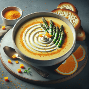 Sopa de espárragos y naranja keto, cremosa y ligera