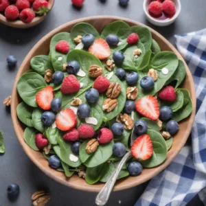 Ensalada de Espinacas y Frutas Rojas Keto