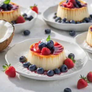 Flan de Coco y Frutas Rojas Keto