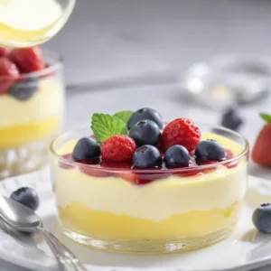 Flan de Limón y Frutas Rojas Keto