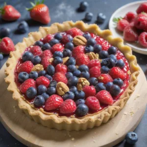 Tarta de Nuez y Frutas Rojas Keto
