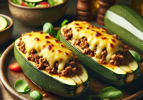 Calabacines rellenos keto con carne jugosa