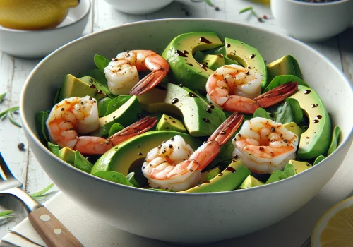 Ensalada de aguacate y gambas keto, fresca y deliciosa