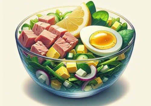 Ensalada de atún keto con huevo cocido