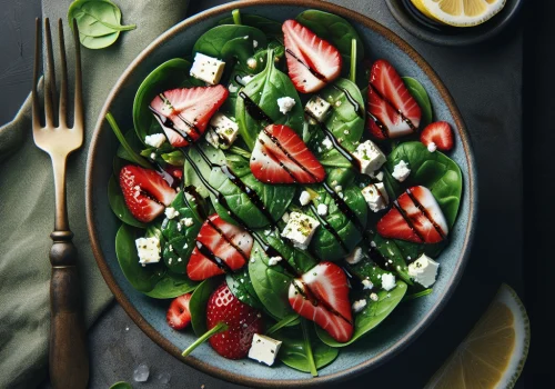 Ensalada de espinacas y fresas keto, fresca y deliciosa