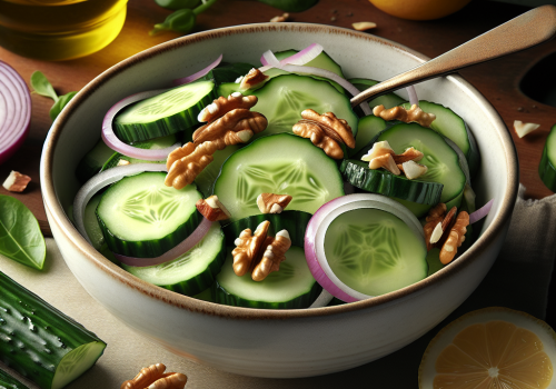 Ensalada de pepino y nueces keto, fresca y saludable