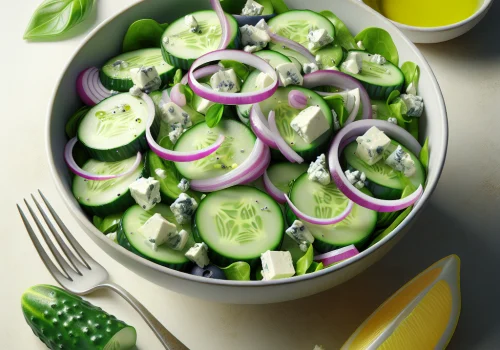 Ensalada de pepino y queso azul keto, fresca y sabrosa