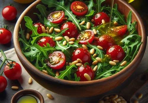 Ensalada de rúcula y tomate keto, fresca y deliciosa