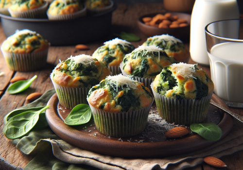 Muffins de queso y espinacas keto, esponjosos y sin gluten