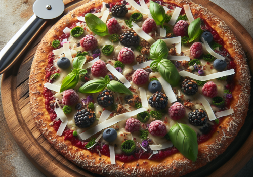 Pizza de coco y frutas rojas keto, crujiente y deliciosa