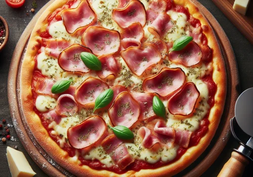 Pizza de jamón y queso keto, crujiente y deliciosa