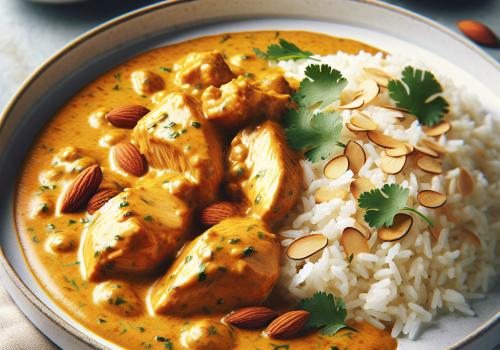 Pollo al curry con almendra keto, sabroso y bajo en carbohidratos