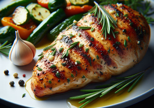 Pollo al romero con verduras keto, jugoso y sabroso