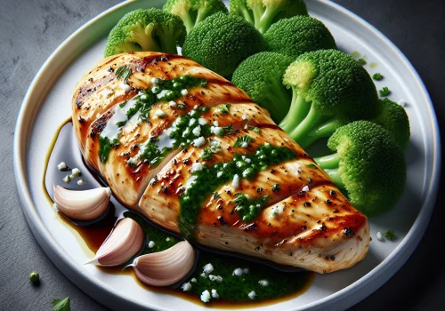 Pollo con salsa de ajo keto, jugoso y sabroso