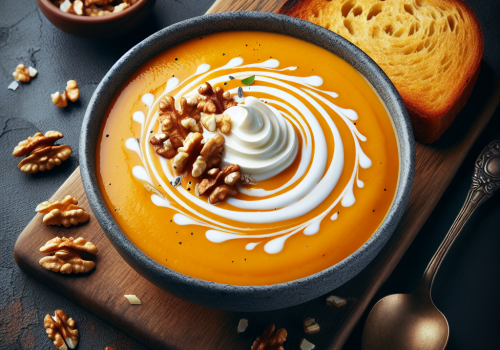 Sopa de calabaza y nuez keto, cremosa y ligera