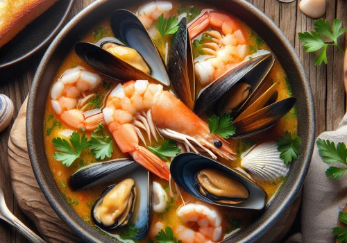 Sopa de mariscos keto, deliciosa y baja en carbohidratos