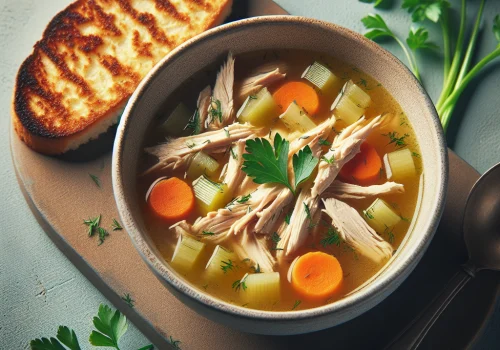 Sopa de pollo keto, reconfortante y baja en carbohidratos