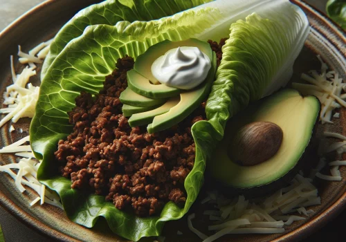 Tacos de lechuga keto con carne jugosa