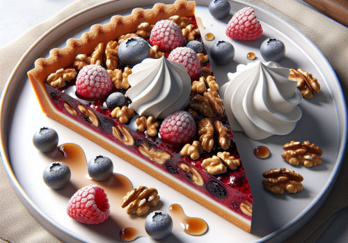 Tarta de nuez y frutas rojas keto, rica y sin azúcar